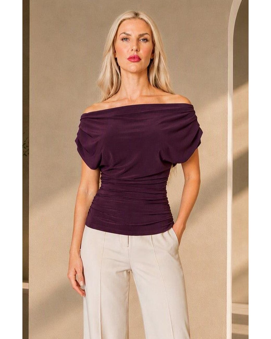 Atom Label Purple Carbon Bardot Occasion Top