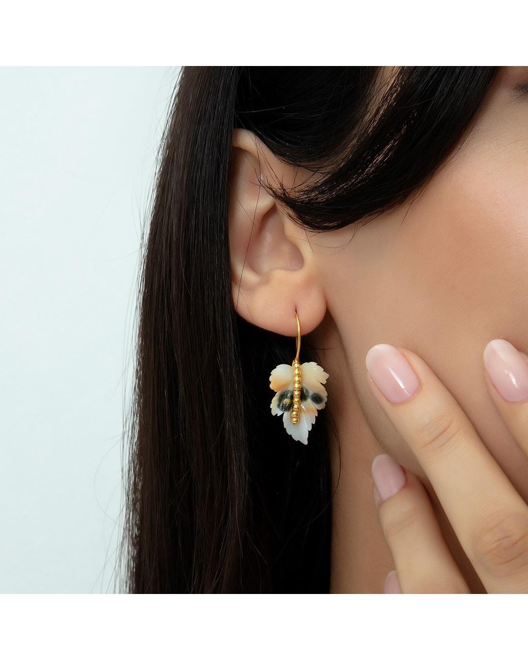 Milou Jewelry Metallic Agate Leaf Earrings