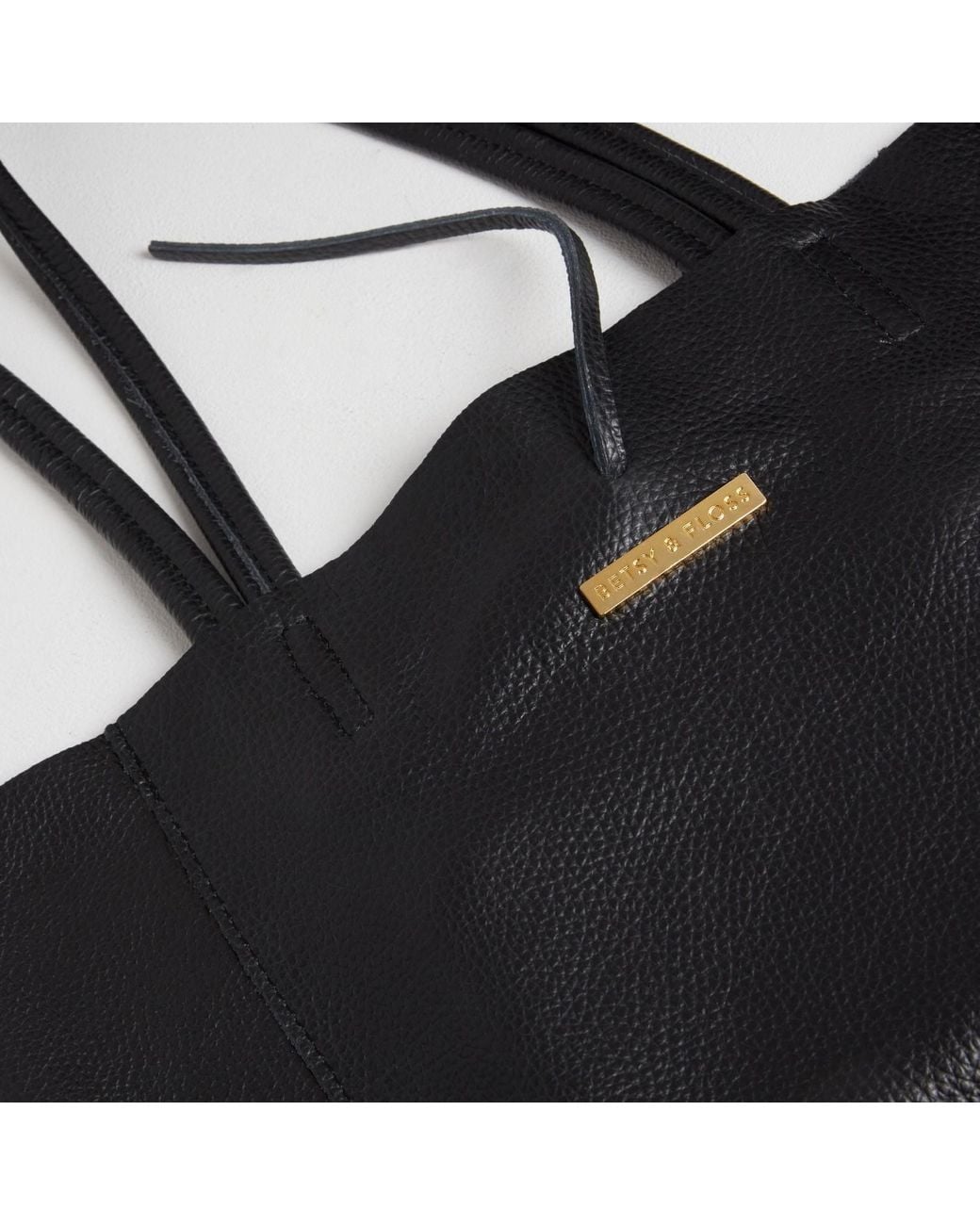 Betsy & Floss Black Leather Tote Bag