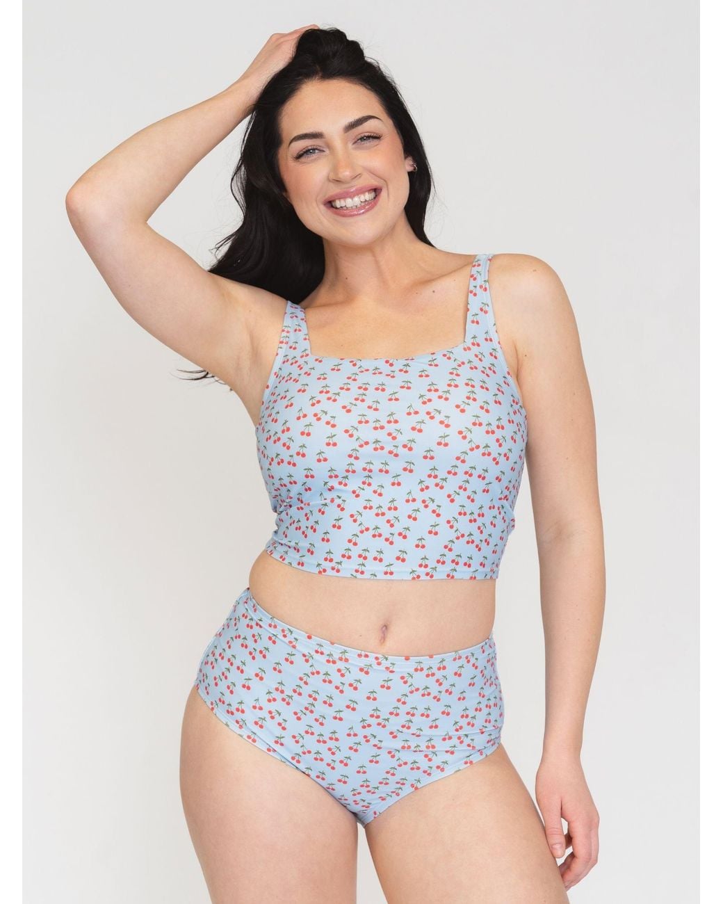 Lime Ricki Swimwear Blue Cherries High-Waist Bottom