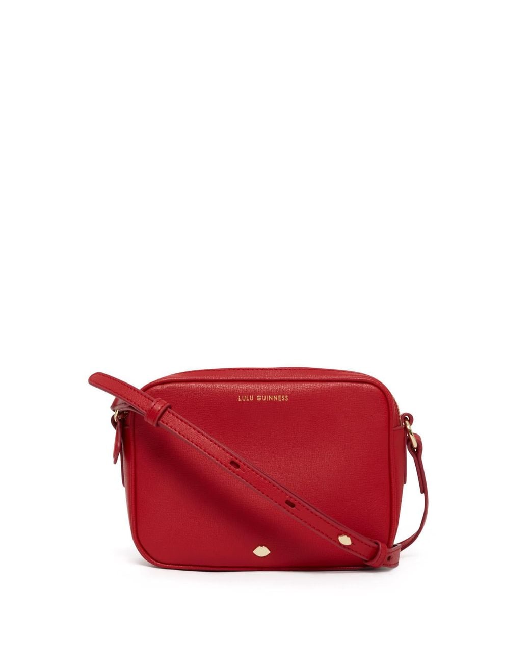 Lulu Guinness Red Lulu Leather Cole Crossbody Bag