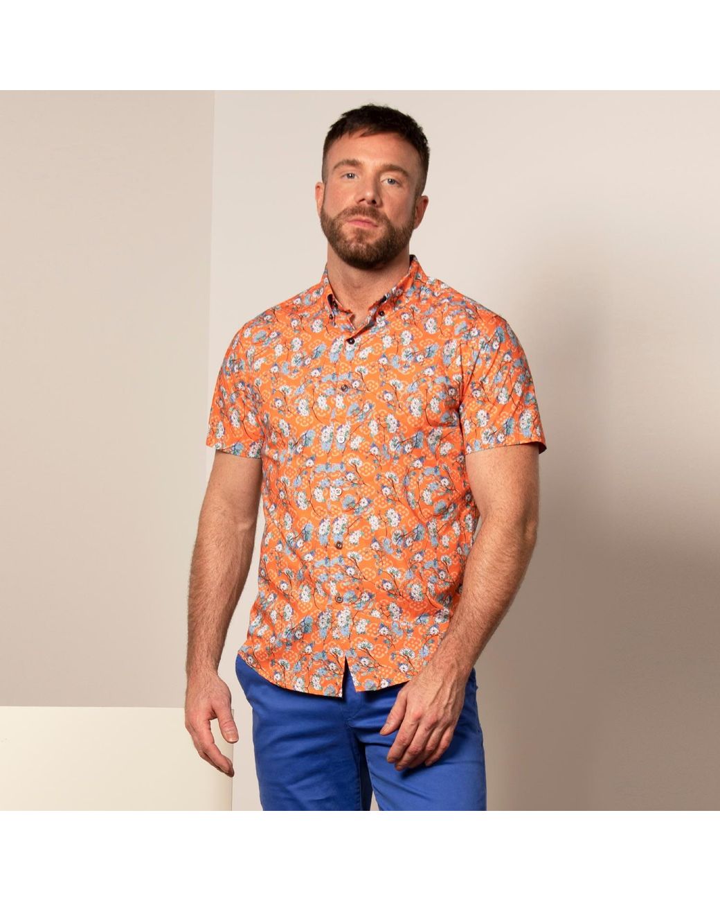 Lords of Harlech Orange Tim Blossom Canvas Coral for men