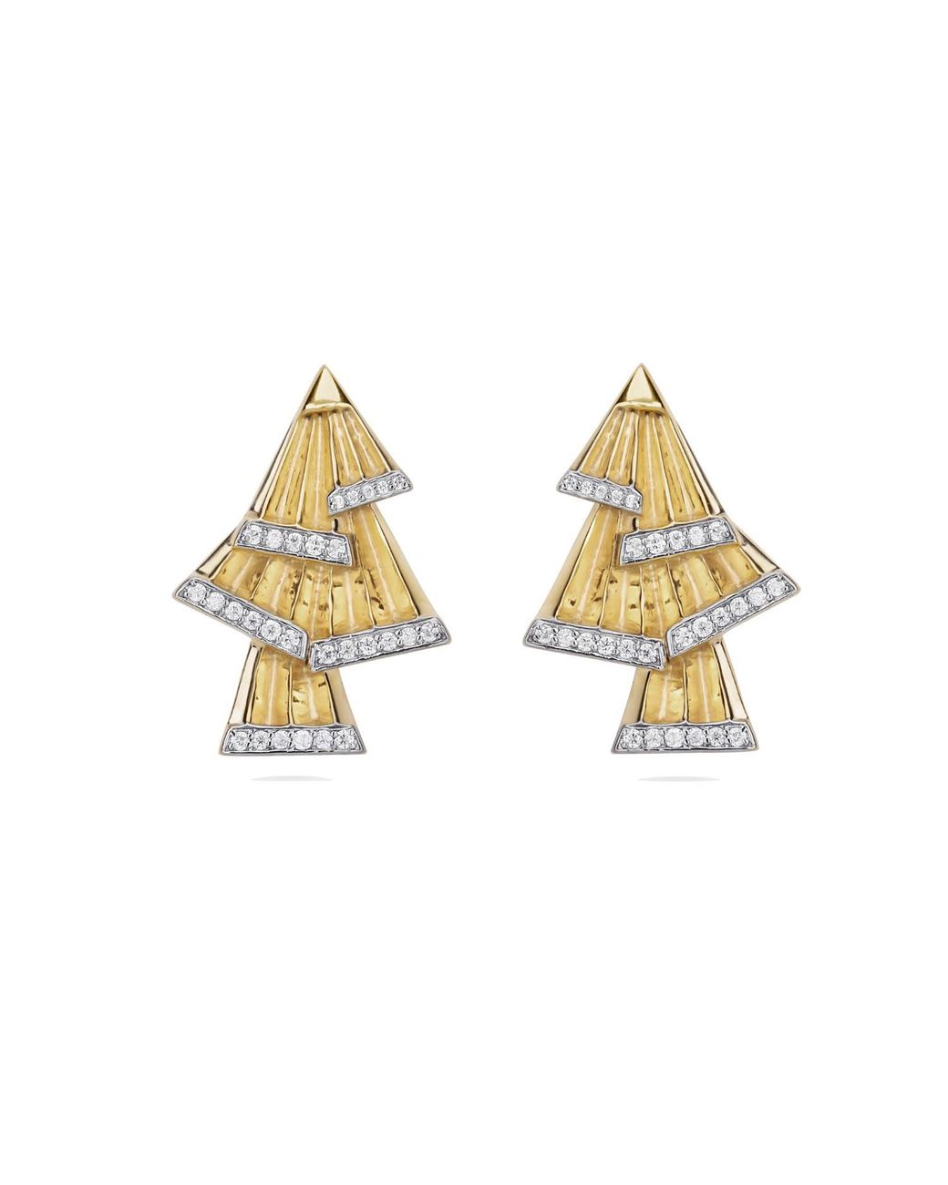 Augustine Jewels Metallic Art Deco Fan Diamond Earrings