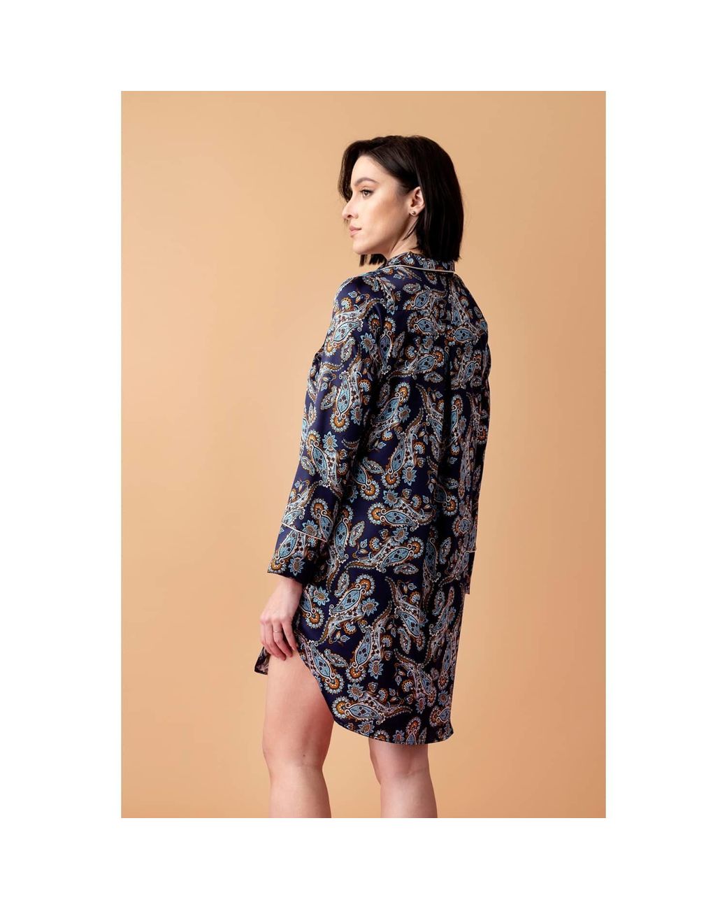 Oh!Zuza Blue Neutrals Silk Shirt Nightdress