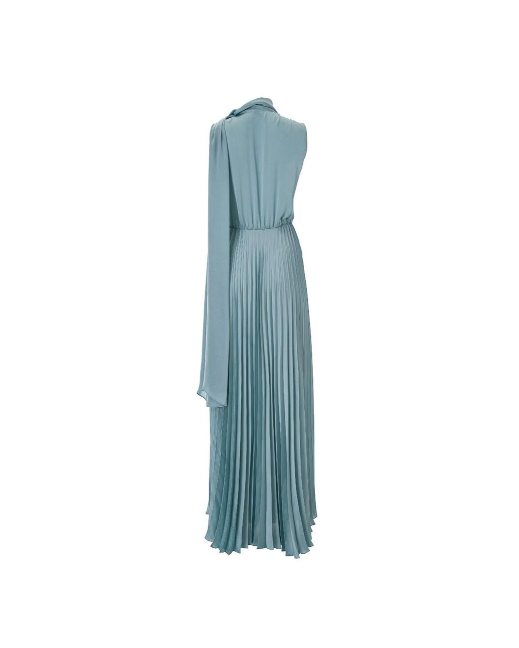 Lita Couture Blue Pleated Dress With Tie Shoulder Detail