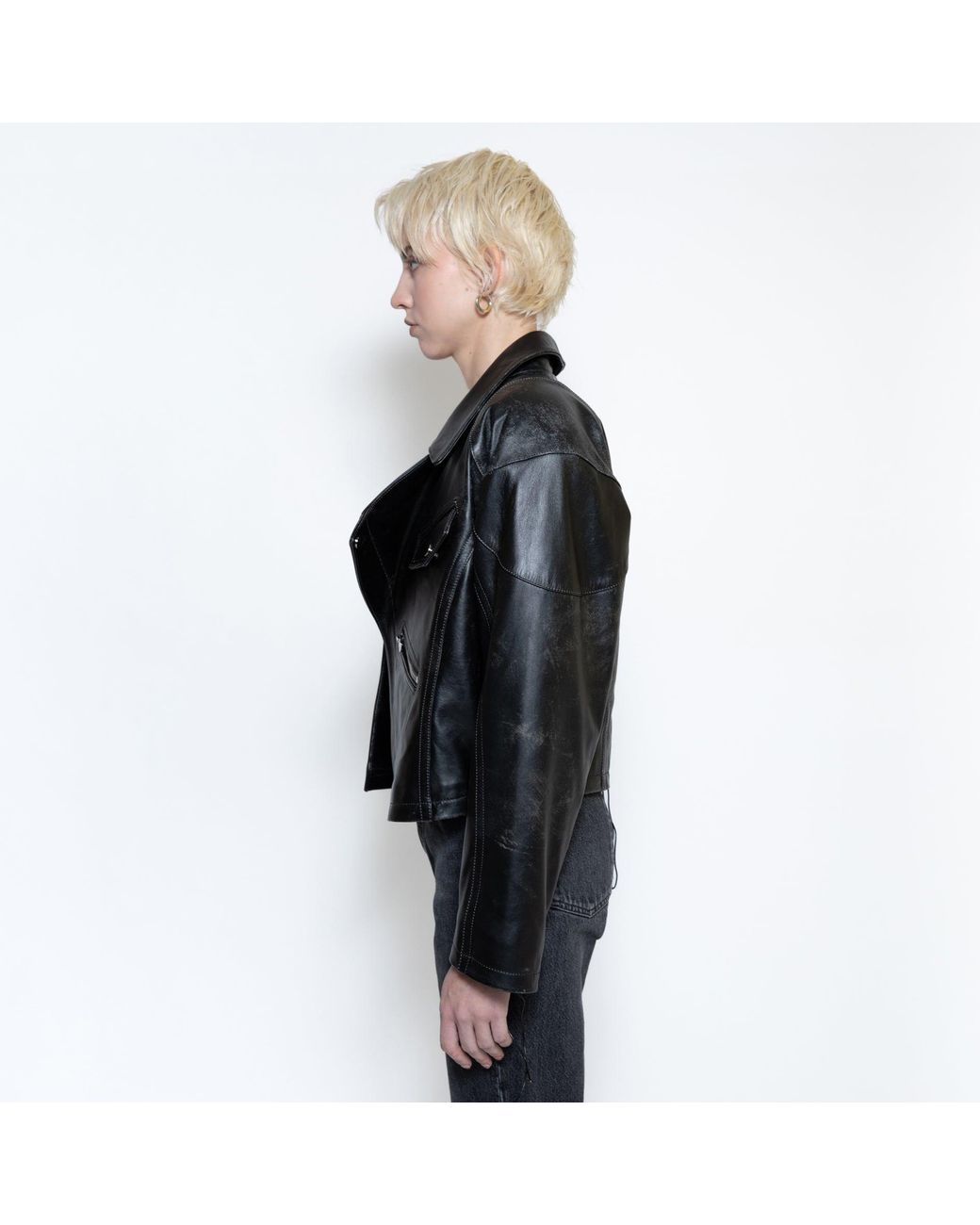 SVETA Milano Black Alanis Leather Biker Jacket