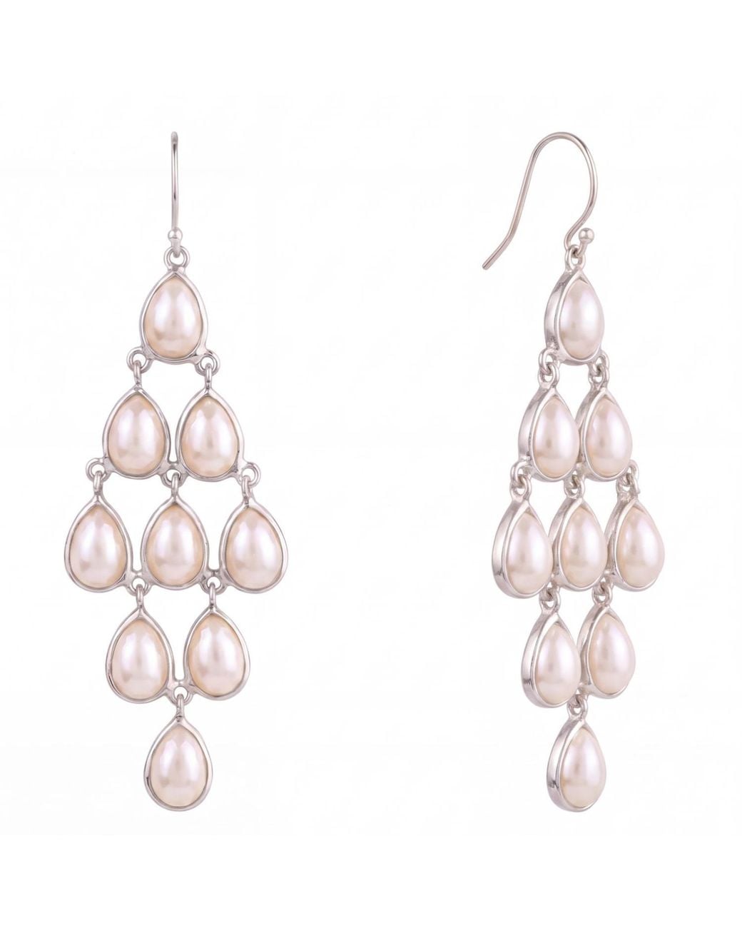 Latelita London Metallic Erviola Gemstone Cascade Earrings Pearl
