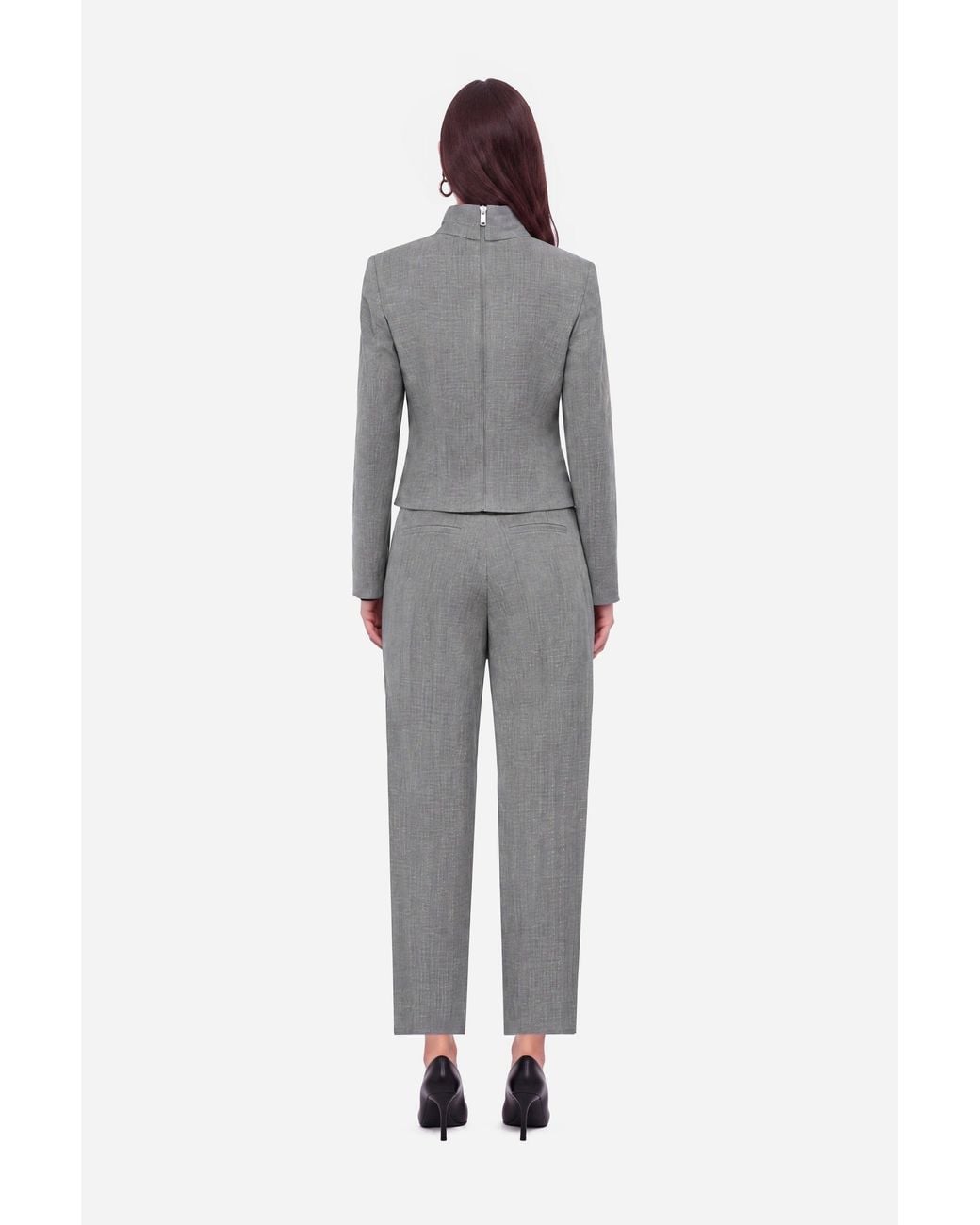 Nocturne Gray Draped Wrap Front Trousers