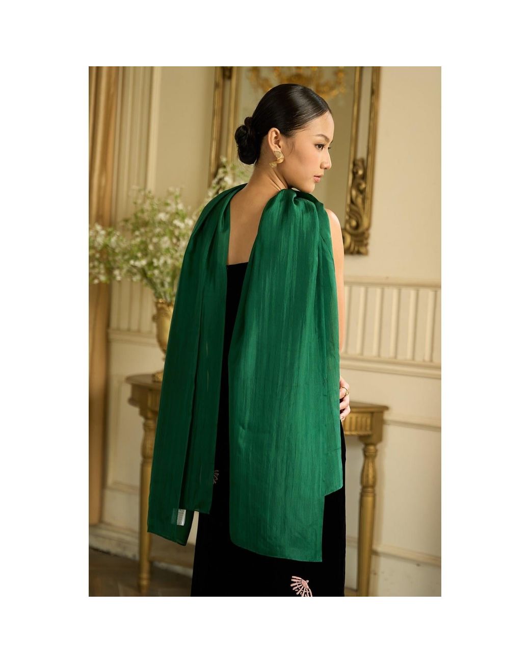 Silk and Bears Green Forest Mulberry Silk Scarf – Evening & Autumn Shawl