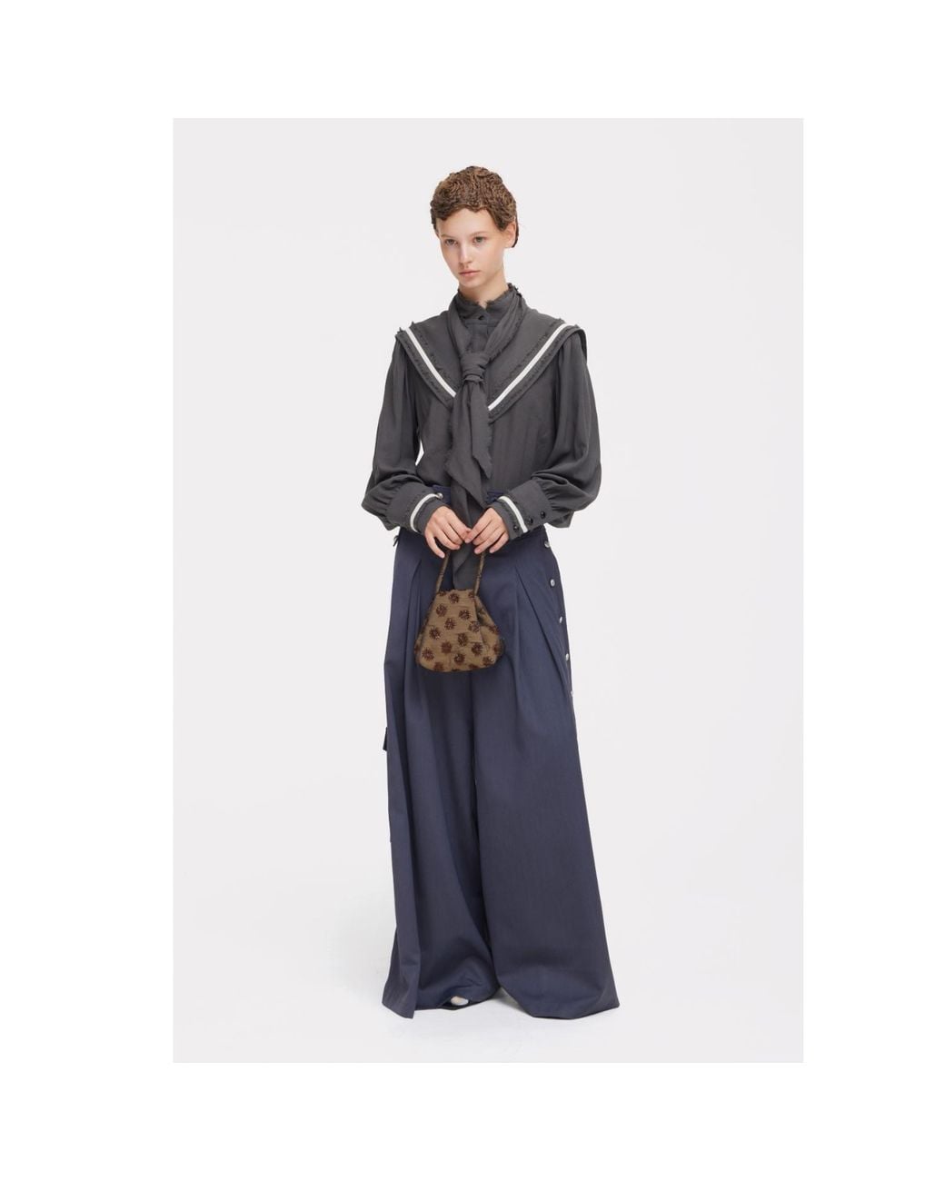 Julia Allert Blue Pleated Utility Palazzo Trousers –