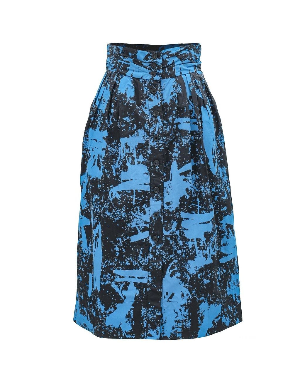 Smart and Joy Blue Buttoned Straight Skirt