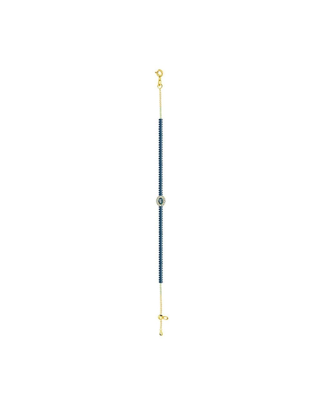 Genevieve Collection Blue 18K Sapphire Bead Bracelet