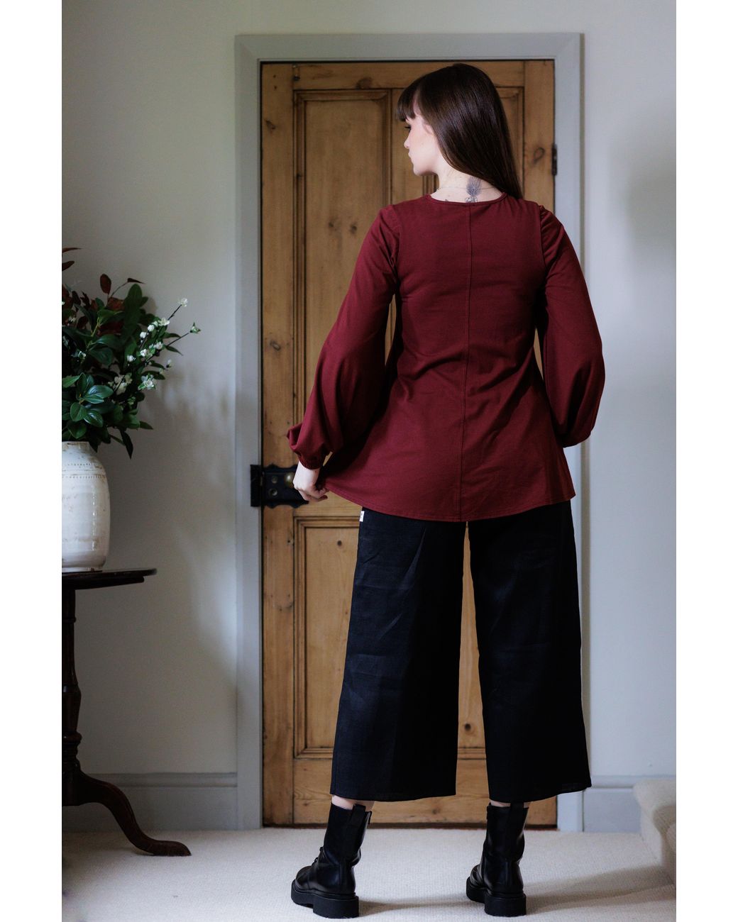 Frock Tales Purple Guru Flared Top With Blouson Sleeves