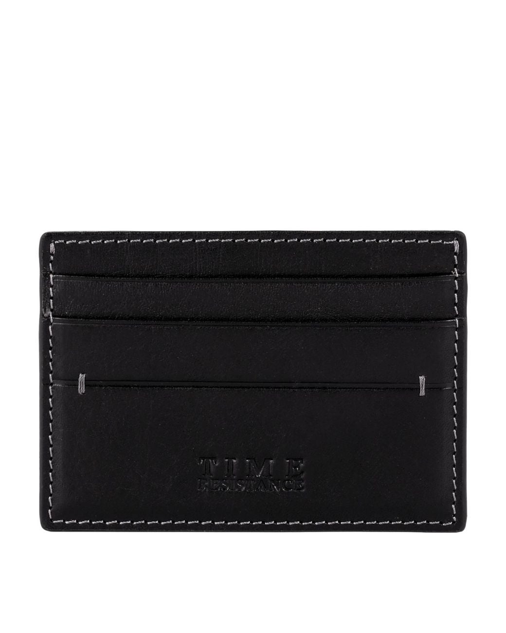 Time Resistance Black Leather Credit Card Case Business Card Case