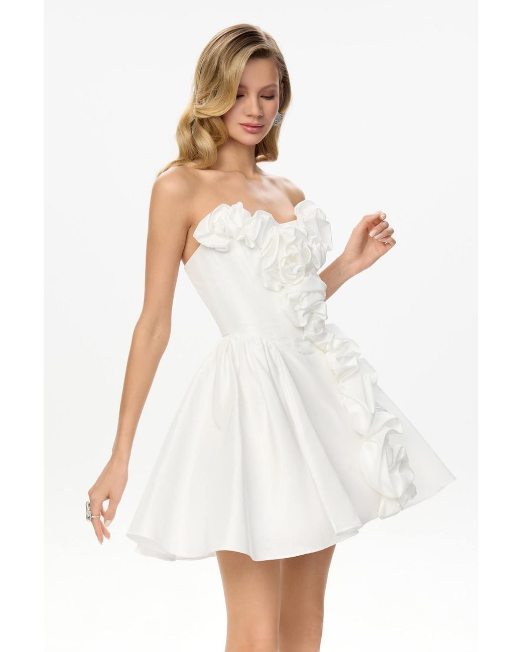 POST MERIDIEM White Mini Dress With Corset And Gathering