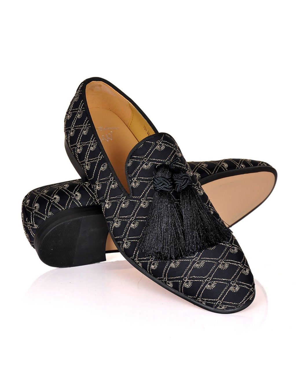 DAVID WEJ Black Alberto Embroidery Tassel Loafers for men