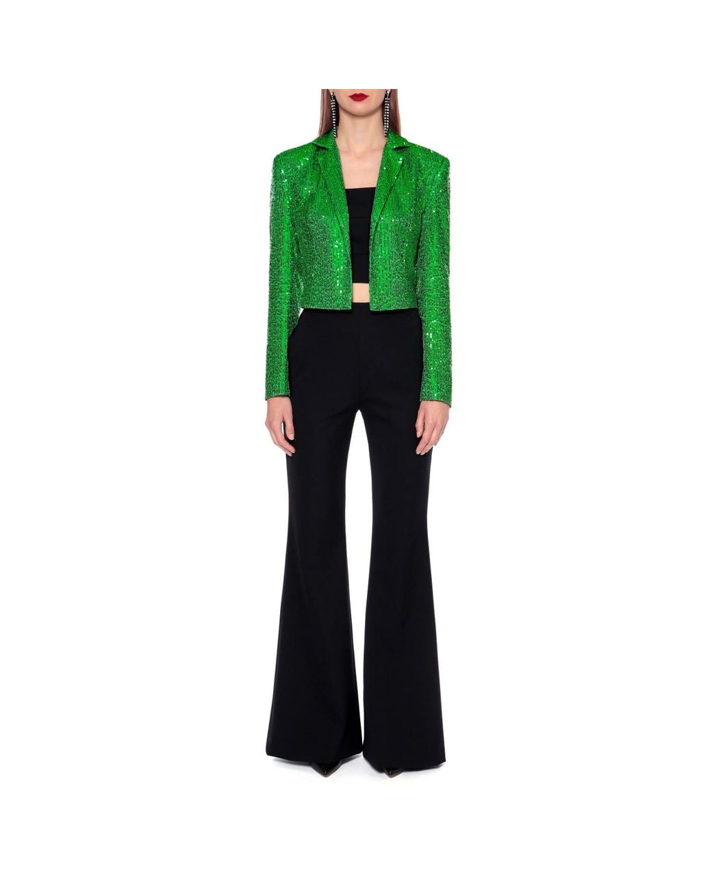 AGGI by HALEWSKI Green Shannon Shamrock Short Sequin Blazer