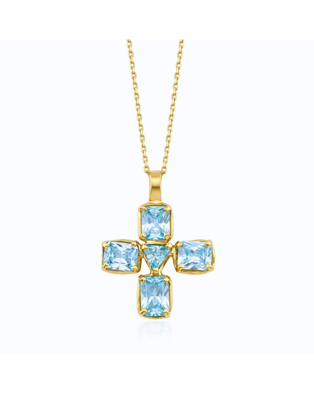 Ece London Blue The Aurora Cross Necklace