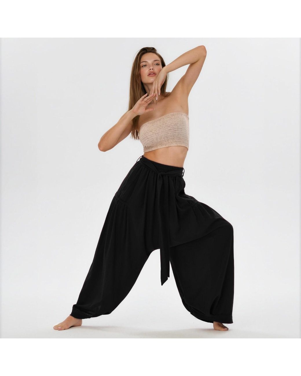 Zhenabia Black Boho Harem Pants