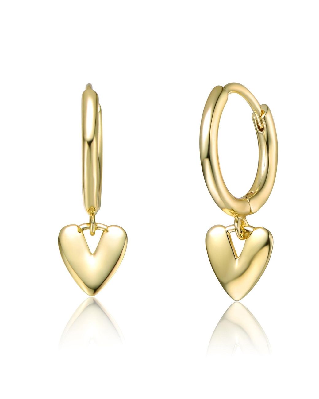 Genevive Jewelry Metallic Plated Heart Dangling Earrings