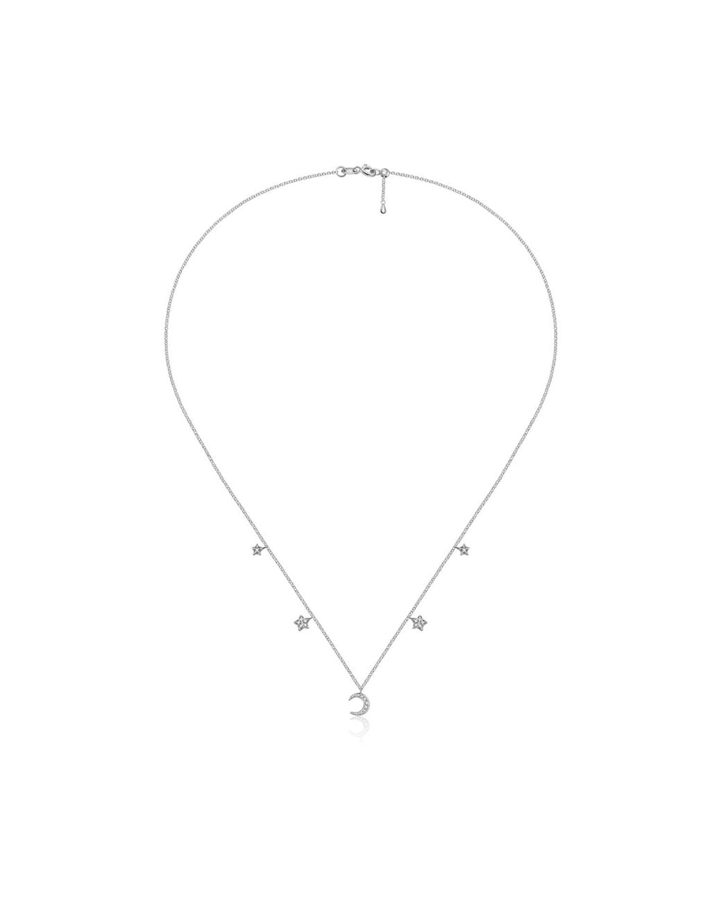 Genevieve Collection Metallic 18K Moon & Star Shape Diamond Necklace Choker