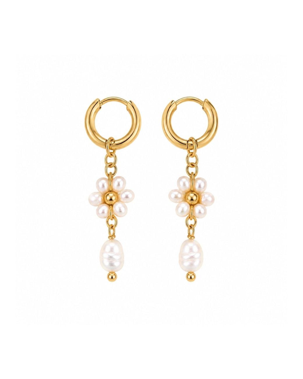 Lalinde Metallic Daisy Hoops Earrings