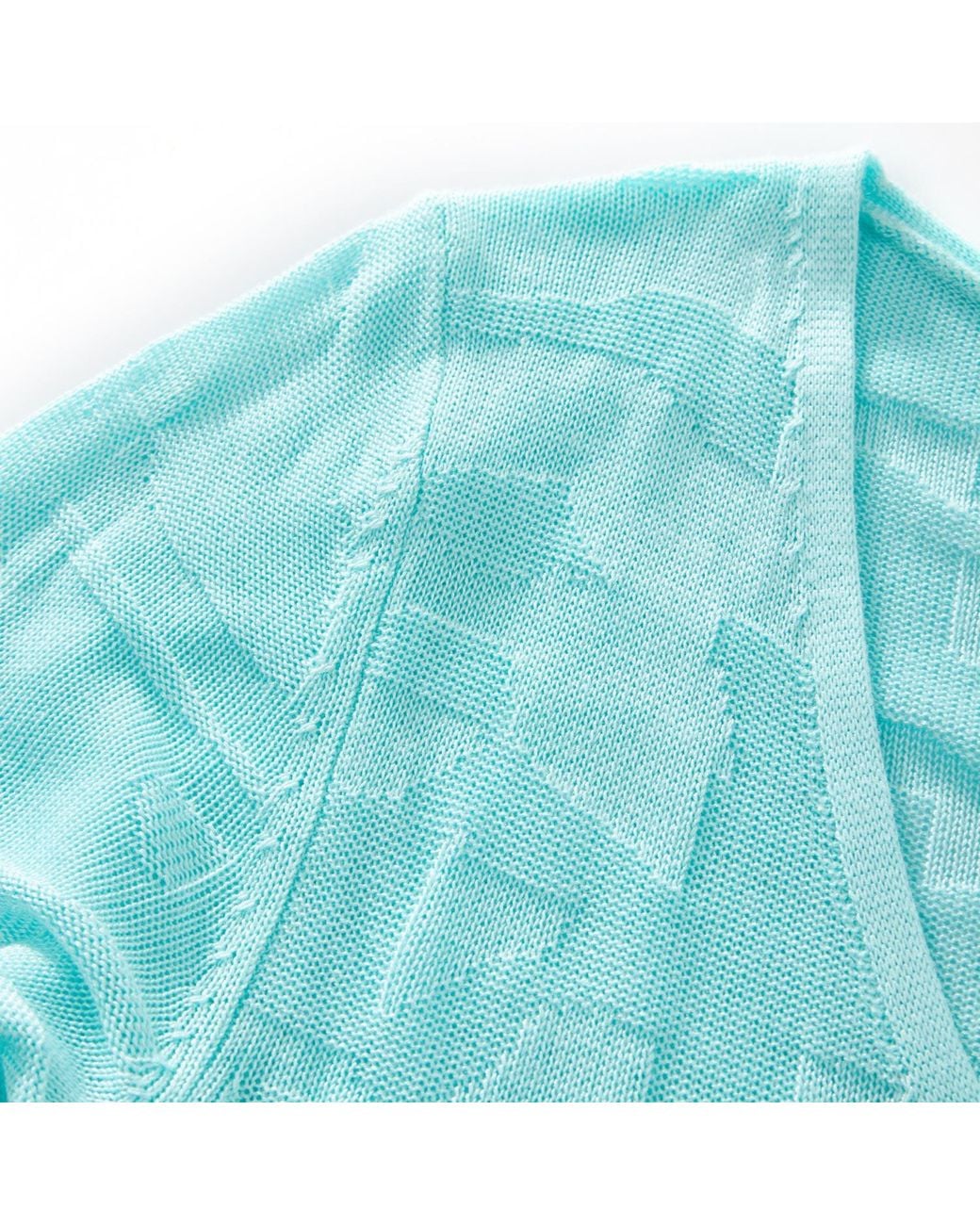 Fully Fashioning Blue Victoria Geometric Jacquard Knit Cardigan