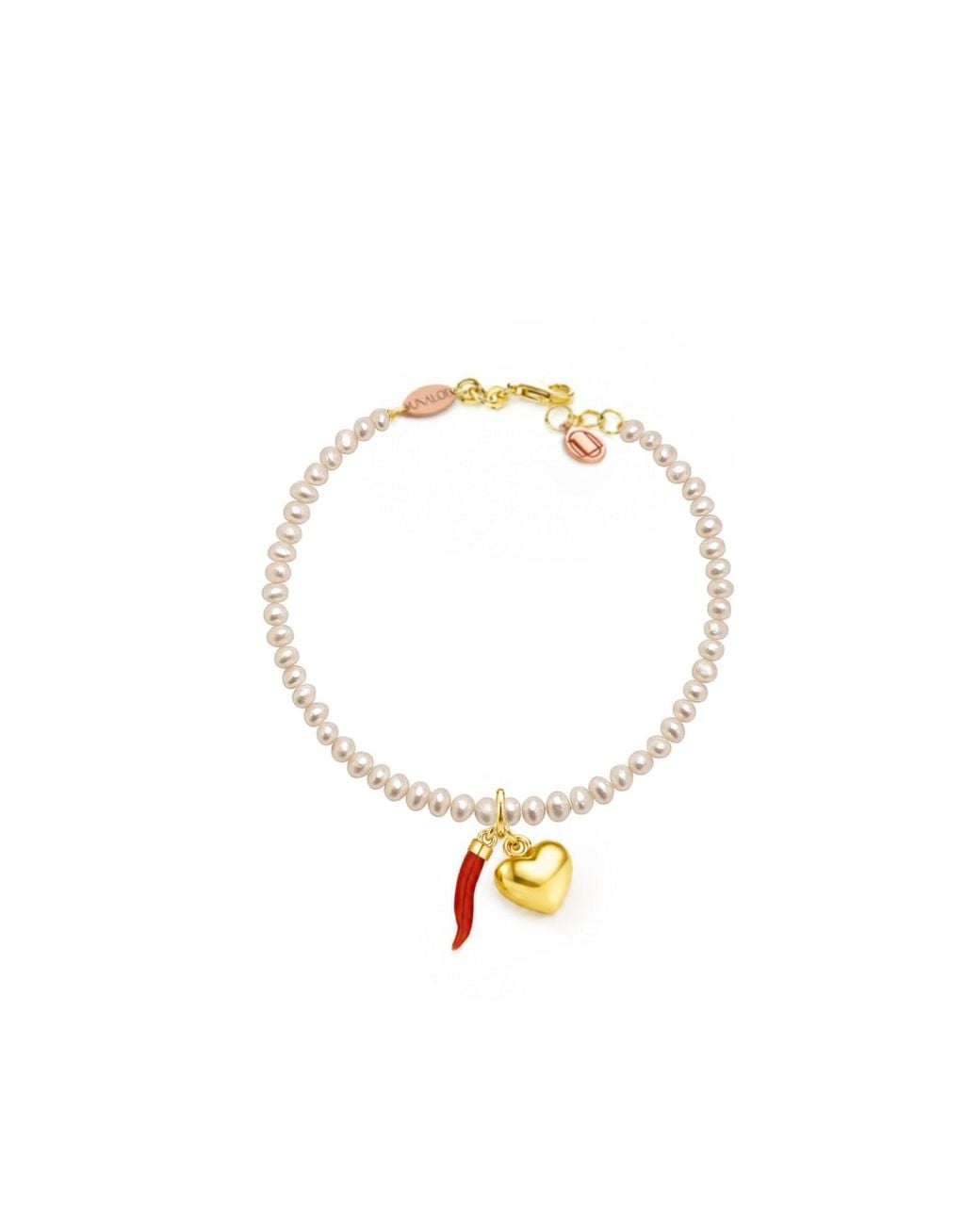 Unaloe Metallic Vermeil Baroque Pearl Heart Bracelet For – Adjustable Symbolic Jewelry