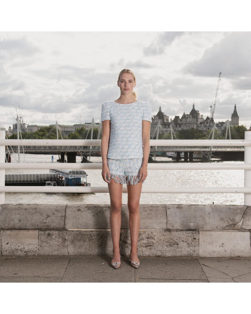 RUE AGTHONIS Blue Melon Shorts