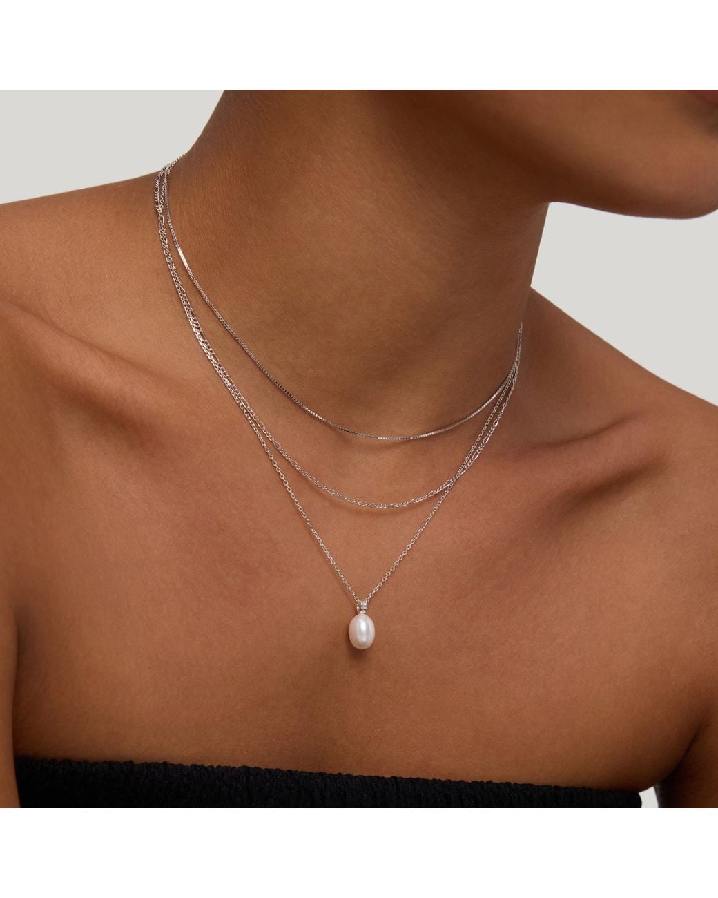 Vanhi Metallic Figaro And Box Chain Layered Necklace