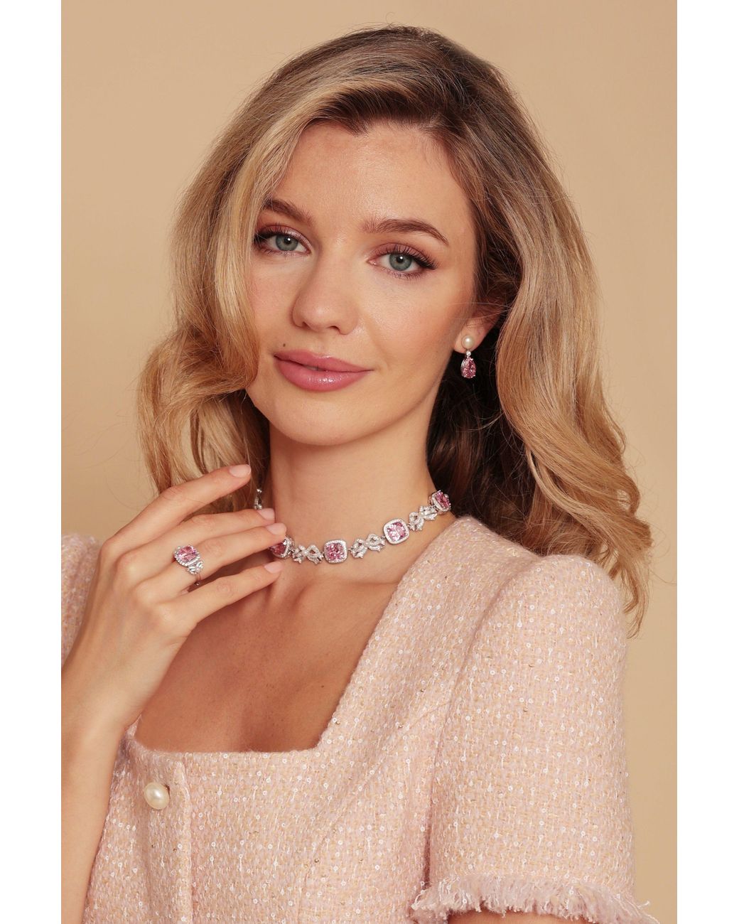 Santinni Pink Highgrove Freshwater Pearl & Crystal Drop Earrings