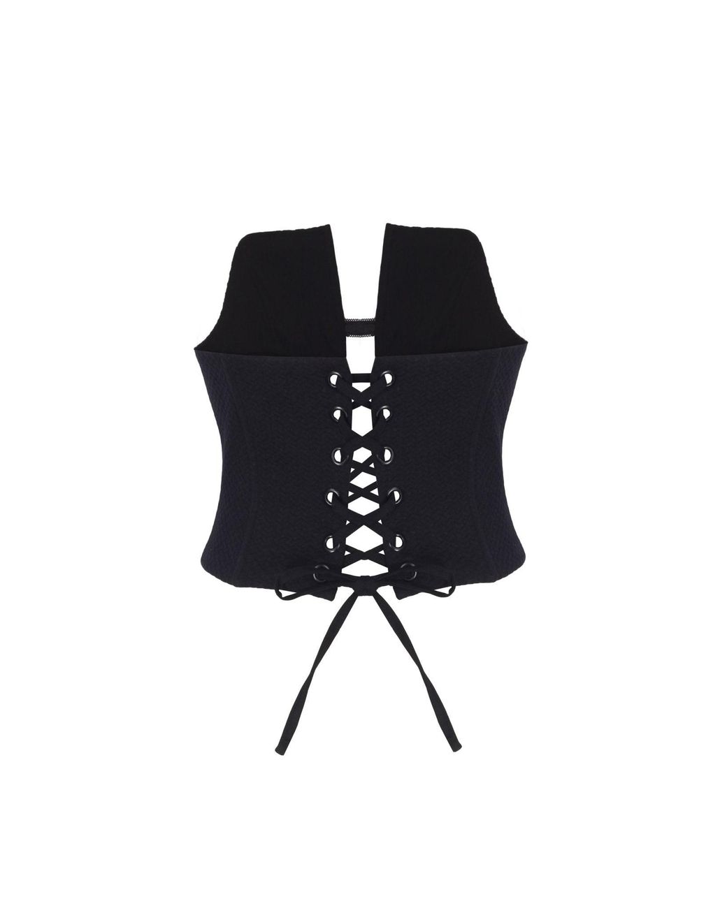No'design Blue Elizabeth Button-Detail Back-Tie Corset