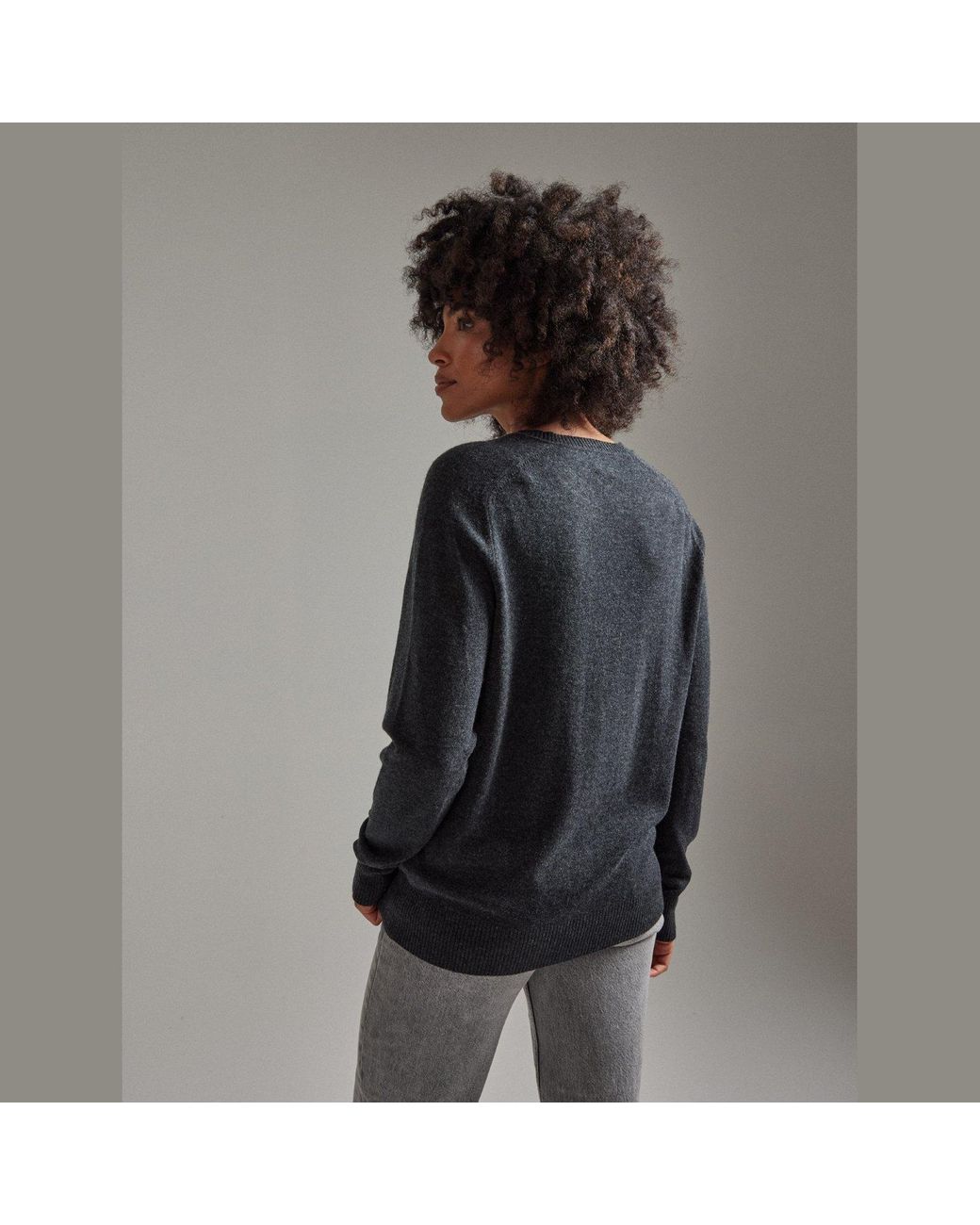 Salts Cashmere Gray Split Crew Neck Sweater