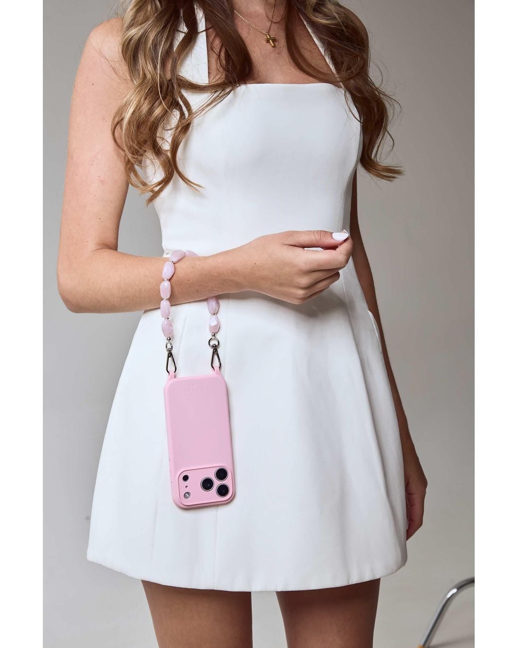 Cordée Cases White Aurelia Phone Chain Set Blush