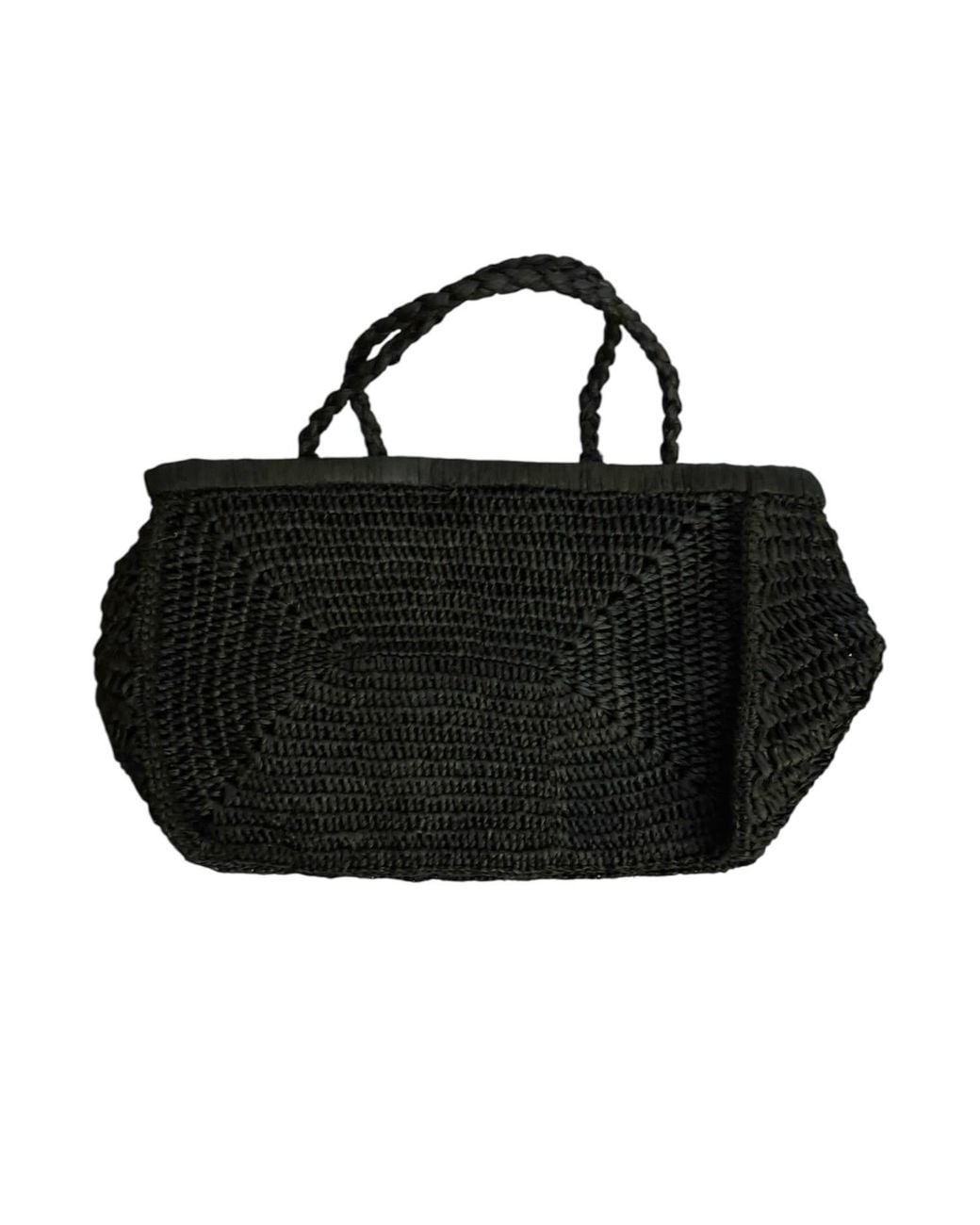 Zanatany Concepts Black Clipa- Small Raffia Bag