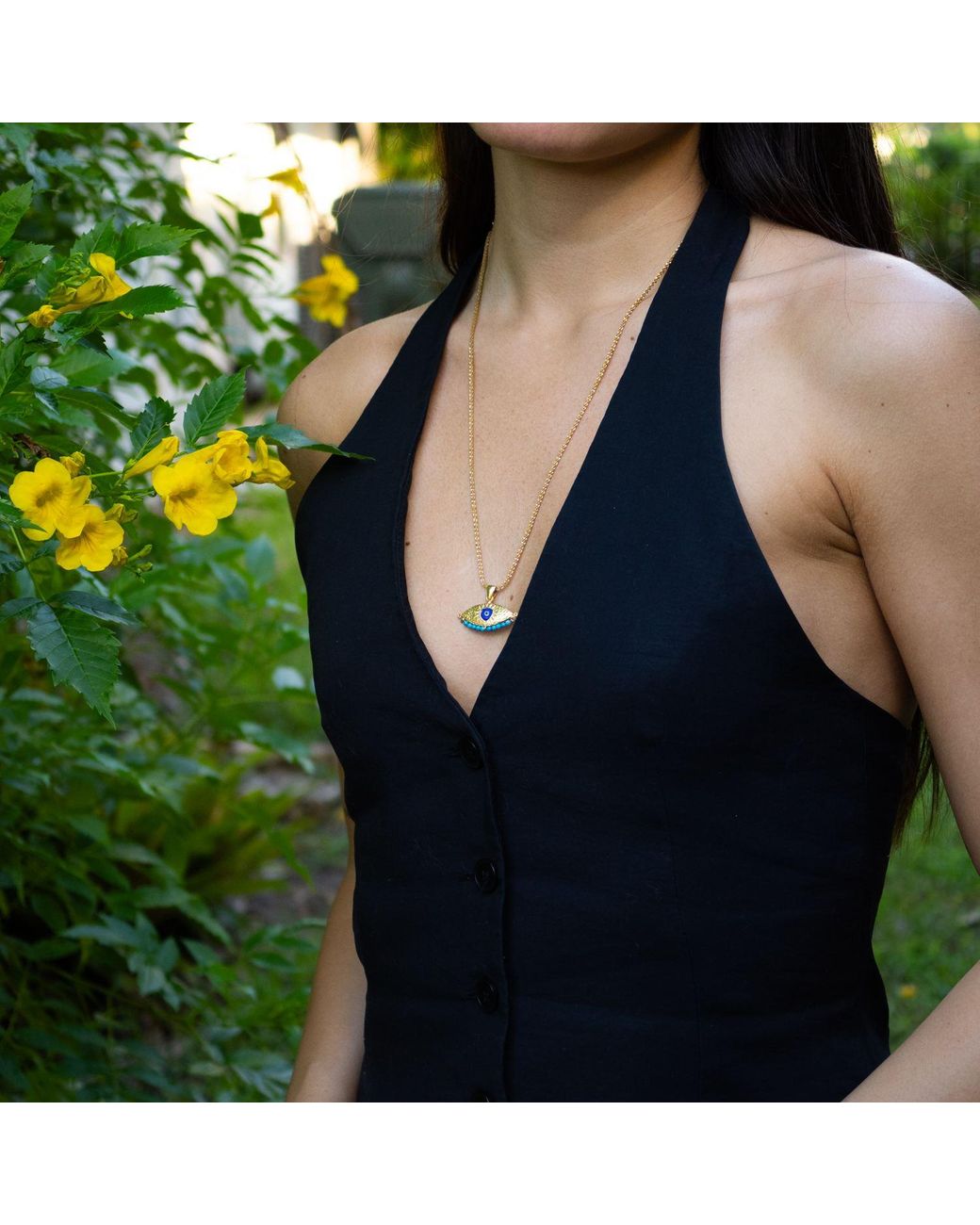 Ebru Jewelry Metallic Spiritual Aura Evil Eye Necklace
