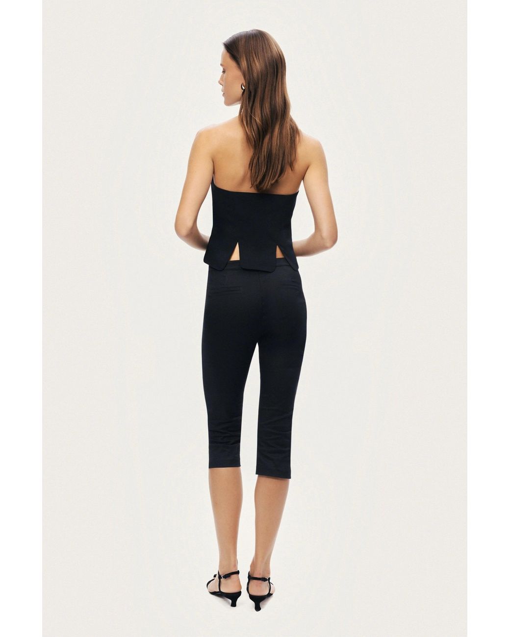 Nocturne Black Halter Neck Structured Top