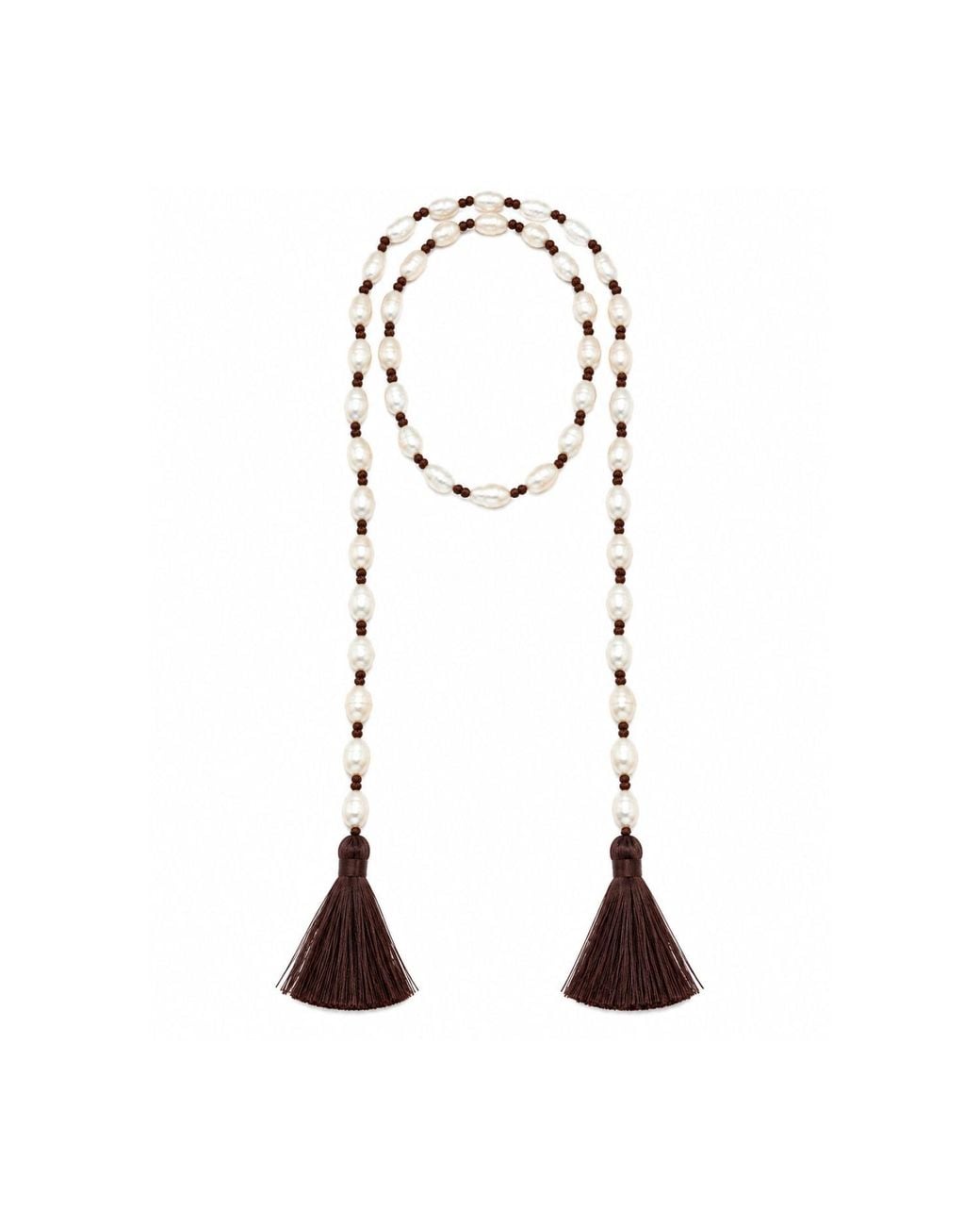 Lalinde White Solène Pearl Tassel Necklace