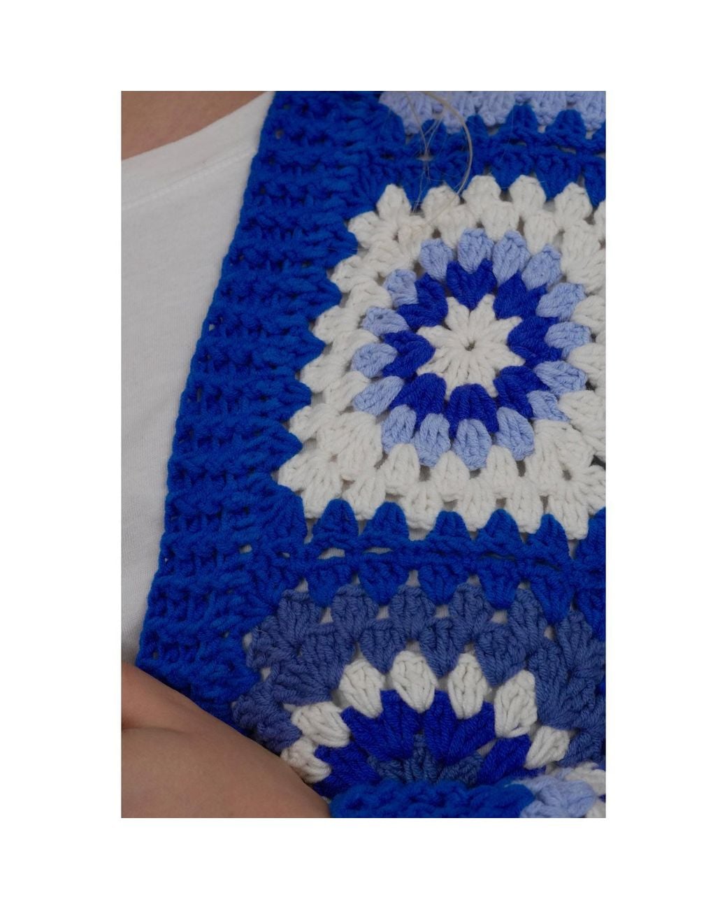 Ana Chic Blue Granny Square Handmade Crochet Cardigan