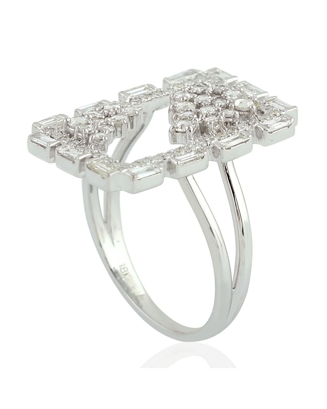 Artisan White Diamond Geometric Double Frame Ring