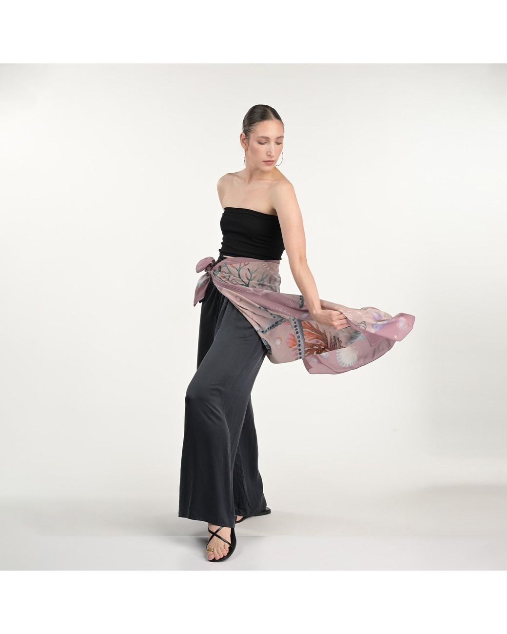 Silk&Soul Purple Shells And Pearls Scarf