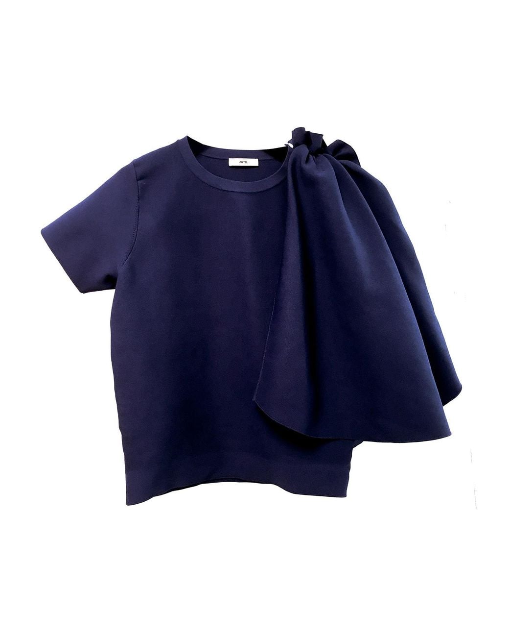 Arto. Blue Ruffles Panel Knit Cape Top