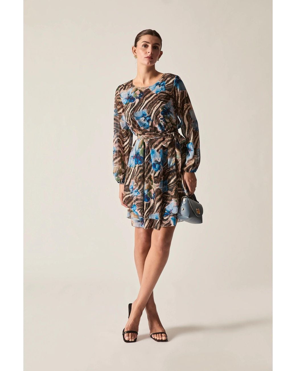 James Lakeland White Floral Print Belted Dress