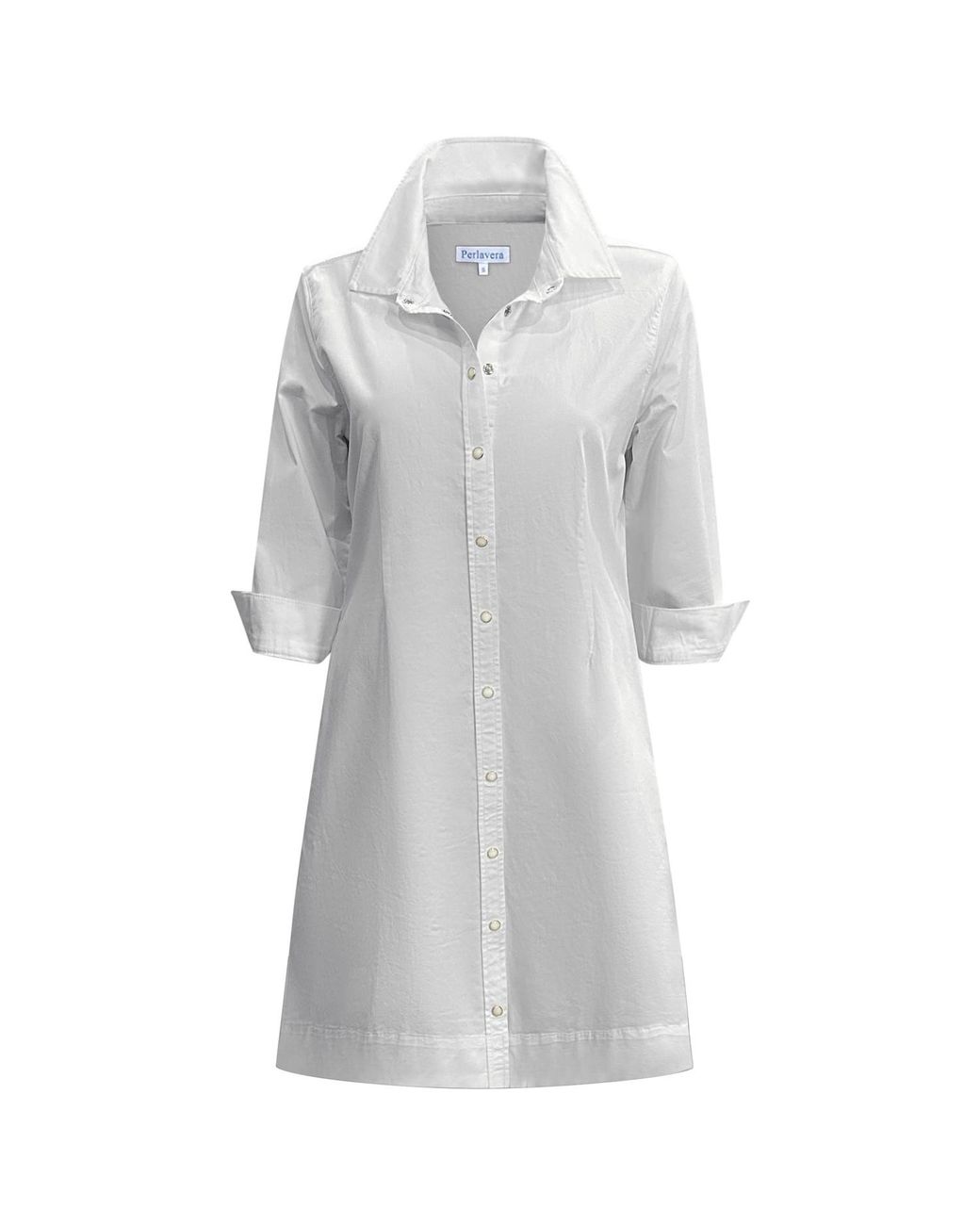 Perlavera Gray Glenn Wash Denim Three Quarter Sleeve Length Slim Fit Mini Dress