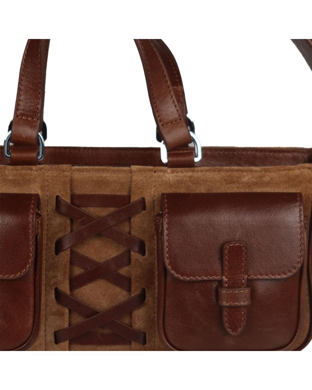 F3Rog by Rana Brown Neutrals East-West Tobacco & Shoulder Leila Bag
