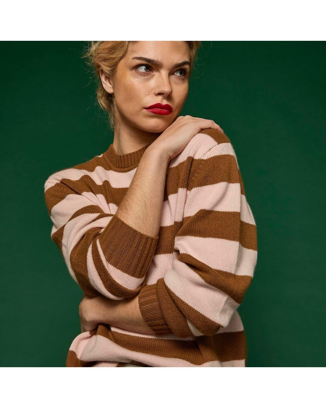Salts Cashmere Brown Lofty Knit Crew Neck Sweater