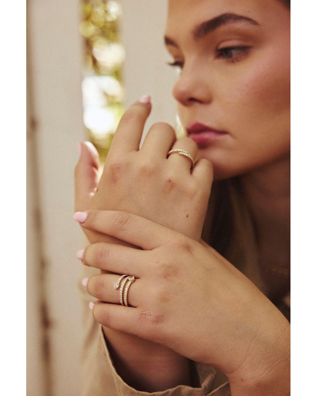 Jewelbird Metallic Diamond Triple Coil Ring