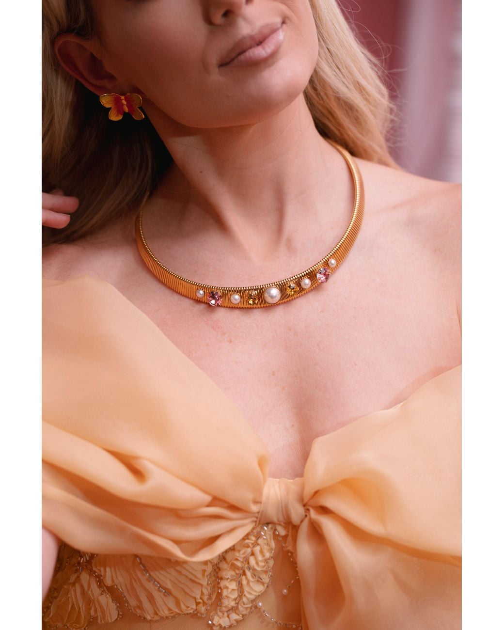 The Pink Reef Metallic Collar Necklace
