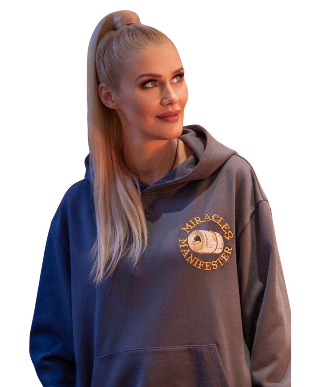 Miracles Manifester Blue Good Luck Embroidered Hoodie