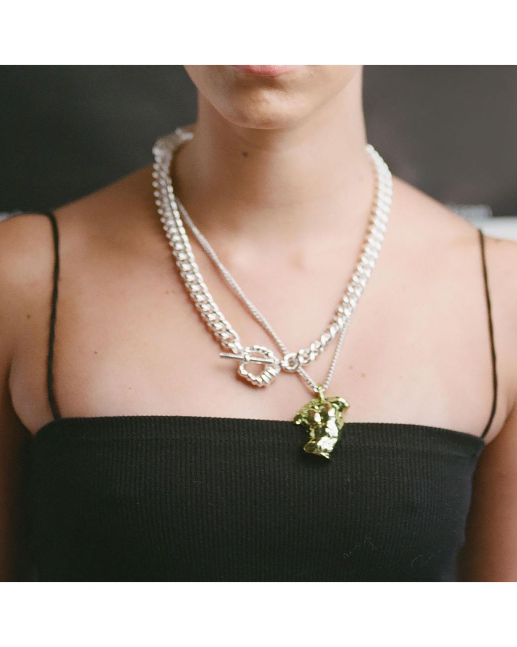 Potoska Metallic Kyma Maxi Chain Necklace